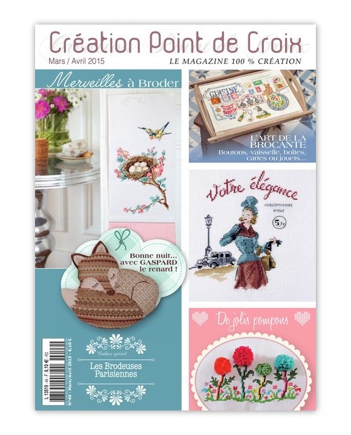 フランス クロスステッチ雑誌 CREATION POINT DE 信頼 クロスステッチ洋書 4月号 商舗 2015年3 CROIX