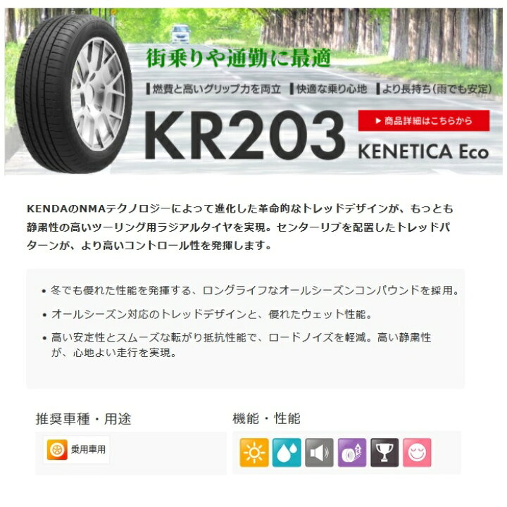 楽天市場】KENDA KR203 KENETICA ECO 195/65R15 : KOKOROオートパーツ 