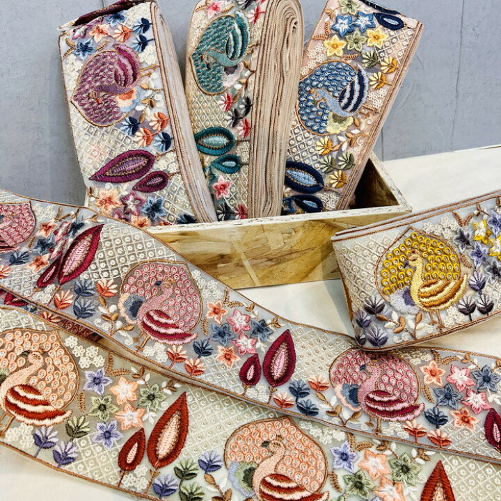 楽天市場】【50cm単位】 刺繍リボン インド刺繍リボン リボン 幅約8.7 