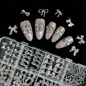 ネイルアクセサリー シルバー 合金 蝶結 リボン 高級感 金属 ネイルパーツ DIY セット 軽奢 指甲飾り かわいい