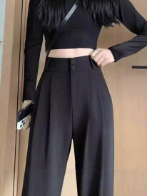 春夏 レディース ワイドパンツ スリム効果 ゆったり リラックス カジュアル スーツパンツ ビジネス 通勤 ドレープ感 ストレート ボトムス 脚長効果 万能