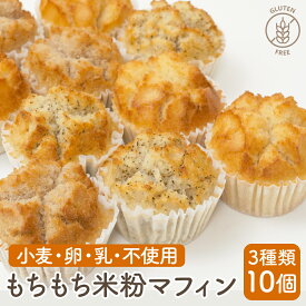 送料無料 100% 米粉パン グルテンフリー パン もちもち 米粉 マフィン お楽しみ 3種セット 10個 冷凍 【不使用】 小麦粉 卵 乳 糖質制限 ダイエット 時の栄養補給