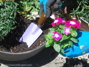 みきかじや村GardenScoopバイオレット（紫色）TS142/ガーデニング園芸用スコップ丈夫首が折れない/日本製女性向け小さなプランターの隙間や株間にも使いやすく、球根栽培などにも適した目盛り付き。ちょっとおしゃれでかわいいスコップです。