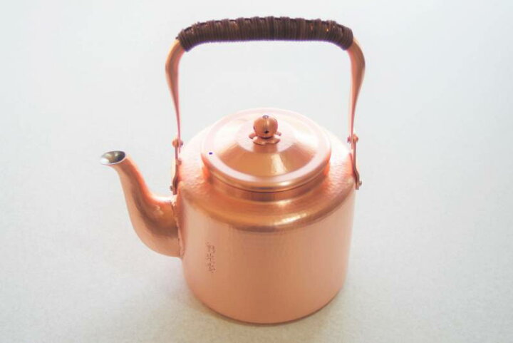 清穂堂 鎚起銅器 銅製 湯沸し やかん 持ちこん 急須 紫金色 蔓巻き 茶道具
