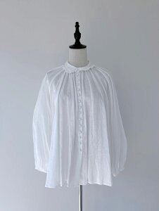 yBilitis dix-sept ansz Linen Gathered Shirts Blouse reBXEfBZb^ l MU[ Vc uEX t Rbg ItBXJWA ݃{^ White Black 2911-935 KOKO