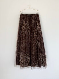 【Bilitis dix-sept ans】 Leopard Tutu Skirt (90cm ビリティス・ディセッタン レオパード チュール スカート ロングスカート チュチュ ウエストゴム モード レイヤード ボリュームシルエット 2912-382Long KOKO