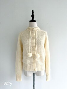 �yBilitis dix-sept ans�z Mohair Cardigan(Pon Pon) �r���e�B�X�E�f�B�Z�b�^�� ���w�A �J�[�f�B�K�� �|���|�� �H�D�� �j�b�g �P�[�u���҂� Moss Green Water Blue Ivory Black 2914-603 KOKO