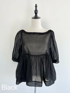 �yBilitis dix-sept ans�z Cotton Organdy Blouse �r���e�B�X�E�f�B�Z�b�^�� �R�b�g�� �I�[�K���W�[ �u���E�X ������ �I�t�B�X�J�W���A�� �X�N�G�A�l�b�N �M���U�[ �R�b�g�� ���� White Black 2911-865 KOKO