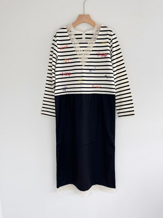 楽天市場】【MUVEIL】 ボーダー刺繍OP ミュベール MA233FA003 White 