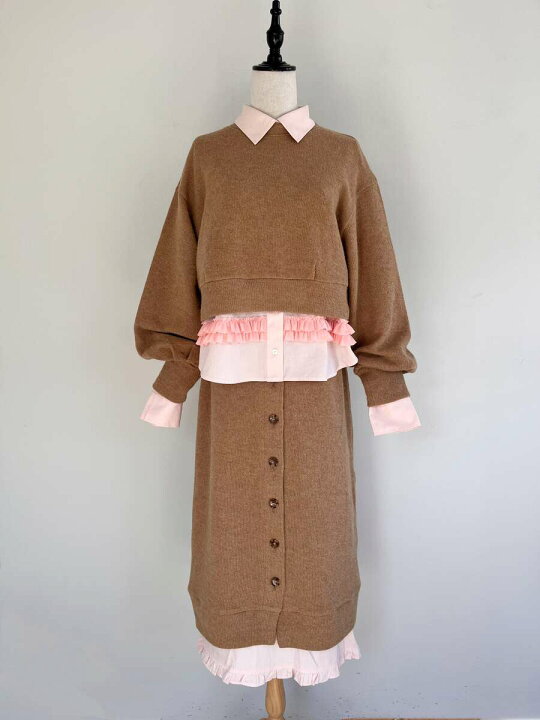 楽天市場】【MUVEIL】 バックフリルニットワンピース MA233FA006  