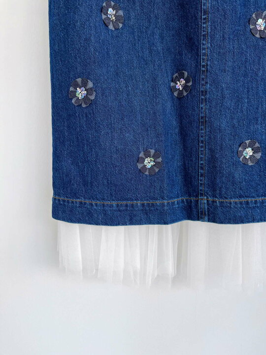 楽天市場】【MUVEIL】 フラワー刺繍デニムスカート ミュベール Aライン 