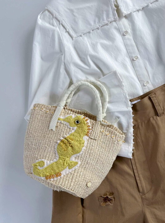 楽天市場】【MUVEIL】 タツノオトシゴバッグ ミュベール 刺繍 カゴ 