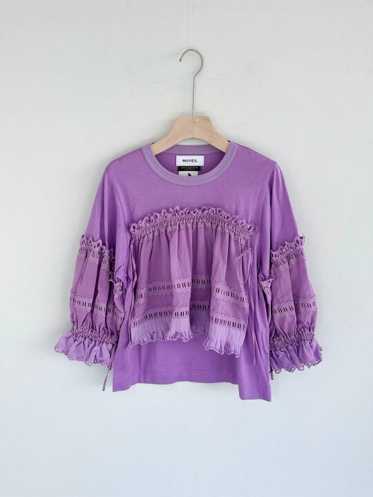 楽天市場】【MUVEIL】 タックレースフリルカットソー ミュベール 