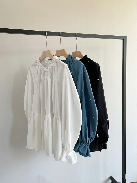 楽天市場】【MUVEIL】 パール刺繍ブラウス ミュベール フラワー  