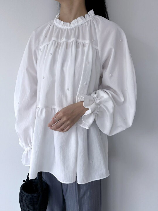 楽天市場】【MUVEIL】 パール刺繍ブラウス ミュベール フラワー 