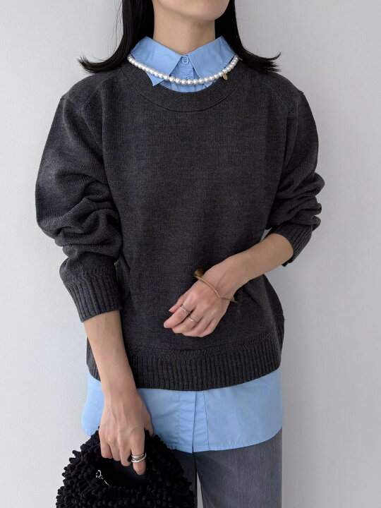 楽天市場】【MUVEIL】 シャツニットプルオーバー ミュベール パール 