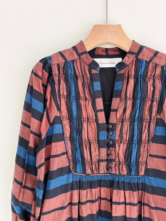 楽天市場】【Sara mallika】 CTN MULTI BORDER SHIRRING DRESS  