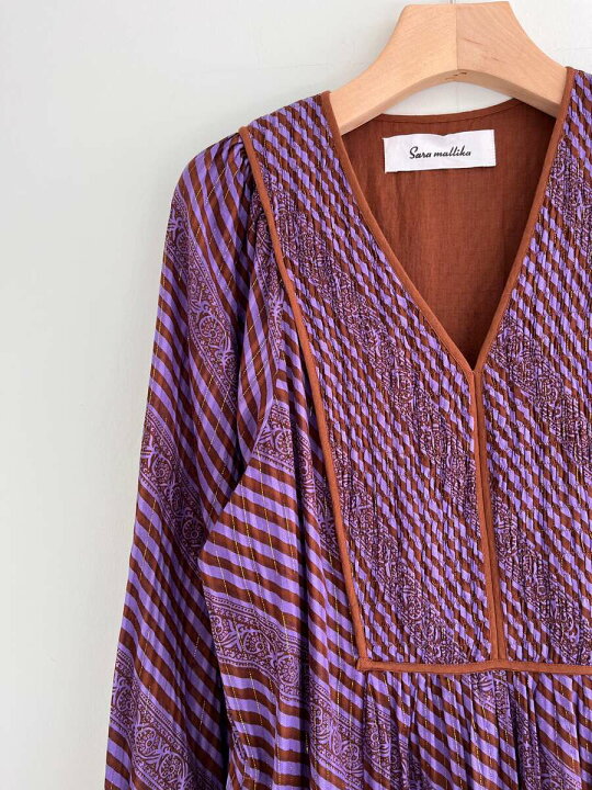 楽天市場】【Sara Mallika】 Cotton Stripe Ethnic Print Tassel Dress 