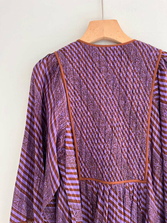 楽天市場】【Sara Mallika】 Cotton Stripe Ethnic Print Tassel Dress 