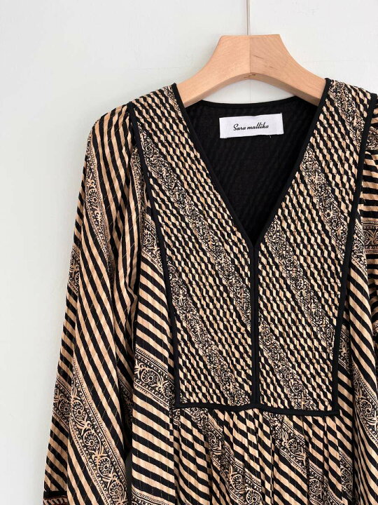 楽天市場】【Sara Mallika】 Cotton Stripe Ethnic Print Tassel Dress 
