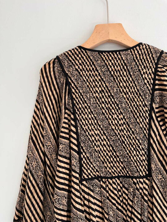 楽天市場】【Sara Mallika】 Cotton Stripe Ethnic Print Tassel Dress  