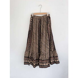 【Sara Mallika】 Cotton Stripe Ethnic Print Skirt サラマリカ エスニック プリント スカート 020332SB3 Purple Black