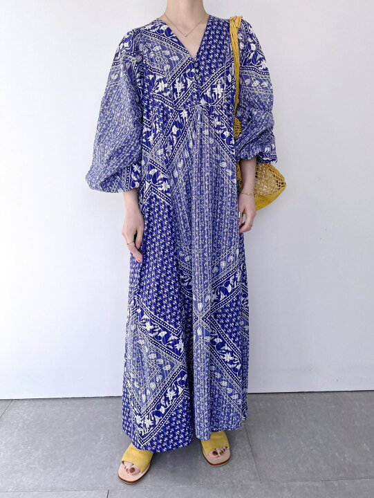 楽天市場】【Sara Mallika】 Cotton Lurex Scarf Print Dress  