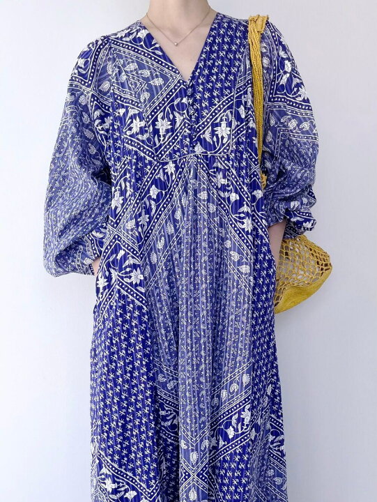 楽天市場】【Sara Mallika】 Cotton Lurex Scarf Print Dress 