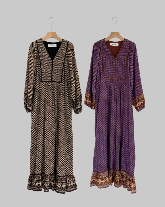 楽天市場】【Sara Mallika】 Cotton Stripe Ethnic Print Tassel Dress 