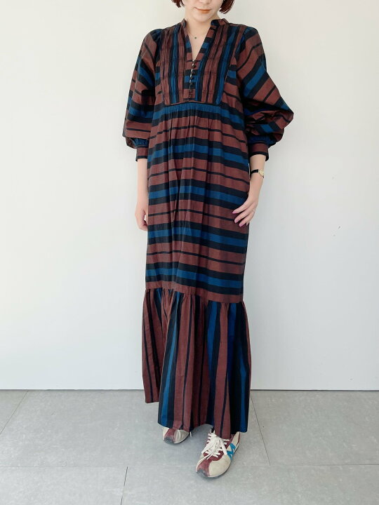 楽天市場】【Sara mallika】 CTN MULTI BORDER SHIRRING DRESS  