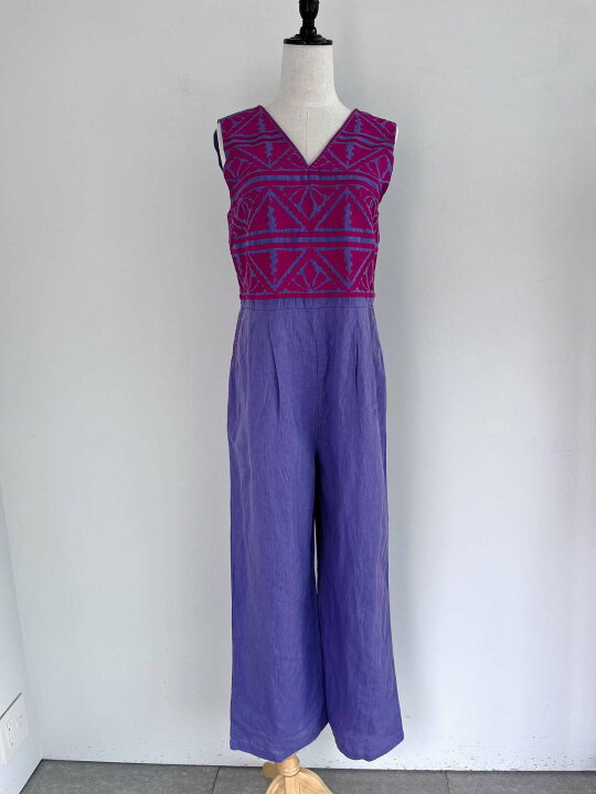 楽天市場】【Sara Mallika】 Cotton Linen Heavy Emb V Neck All In 