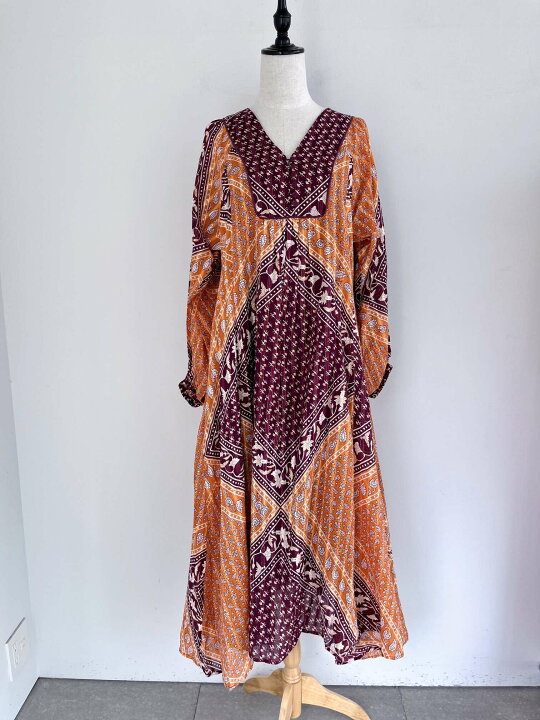 楽天市場】【Sara mallika】 Cotton Block Pattern Dress サラマリカ  