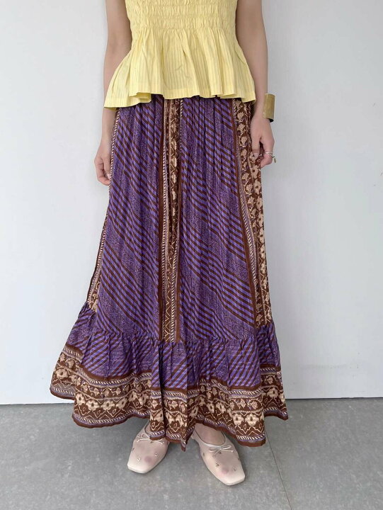 楽天市場】【Sara Mallika】 Cotton Stripe Ethnic Print Skirt  