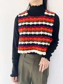 【COOHEM】CROCHET KNIT VT コーヘン 11-234-013 White ニットベスト クロシェ ニット クロップド丈 カラフル レイヤード KOKO