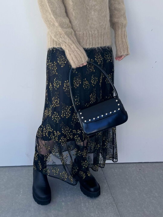 楽天市場】【LOKITHO】 Flower Emb. Skirt ロキト フラワーエンブロイ 