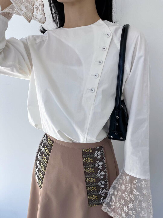 楽天市場】【LOKITHO】 EMB. CUFFS BLOUSE ロキト LKF401-T1 レース 