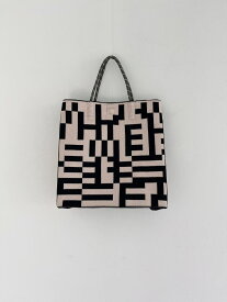 【TRICOTÉ】 MOSAIC PATTERN PAPER BAG トリコテ モザイク パターン ペーパー バッグ トートバッグ ハンドバッグ 通勤 通学 Black TR33BG051 KOKO