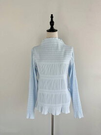 【mint designs】 Pleats Tops プリーツ トップス プルオーバー カットソー レイヤード デザイントップス カジュアル きれいめ オフィスカジュアル シンプル 無地 Sax Black PL3TF07 KOKO