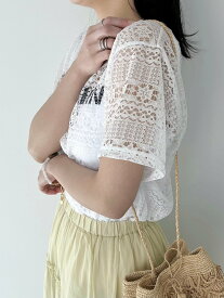 【mint designs】 Lace T-sirts ミントデザインズ レース Tシャツ ロゴ プリント レイヤード 半袖 White 44SS075J KOKO