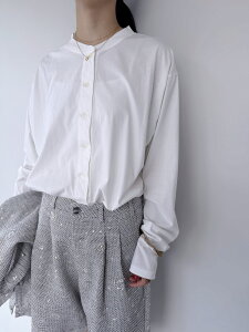 �yCaRouseLamBRa�z Oversized Longsleeve Henry �P���E�Y�����u�� �I�[�o�[�T�C�Y �����O�X���[�u ���� �J�b�g�\�[ �I�[�K�j�b�N�R�b�g�� White Charcoal Navy 251-348 KOKO