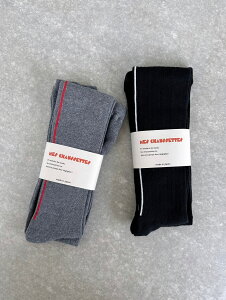 �yMES CHAUSSETTES�z Back Line Wide Rib Tights ���V���Z�b�g �o�b�N���C�� ���C�h���u�^�C�c �g�� �R�b�g�� ���{�� Gray Black 25AW-MC-4 KOKO