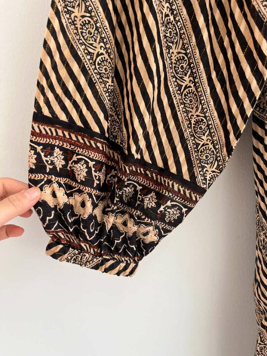 楽天市場】【Sara Mallika】 Cotton Stripe Ethnic Print Tassel Dress 