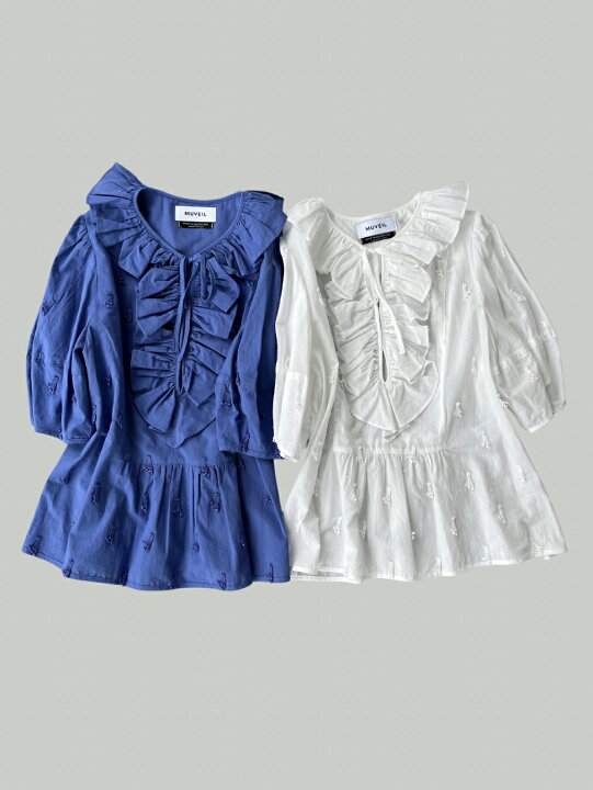 楽天市場】【MUVEIL】 レース刺繍ブラウス ミュベール フリンジ フリル  