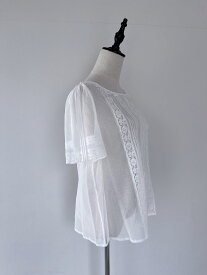 【Bilitis dix-sept ans】 Cotton Tulle Blouse ビリティスディゼッタン レースブラウス チュール アンティーク White 2911-694A KOKO