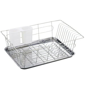 【 水切りトレーセット 】 クリーンバスケットセット ( トレー付き )【キッチン用品/流し台/シンク/バスケット】【ステンレス/シンプル/シンク周り/シンク上/水切りかご】【水切りラック