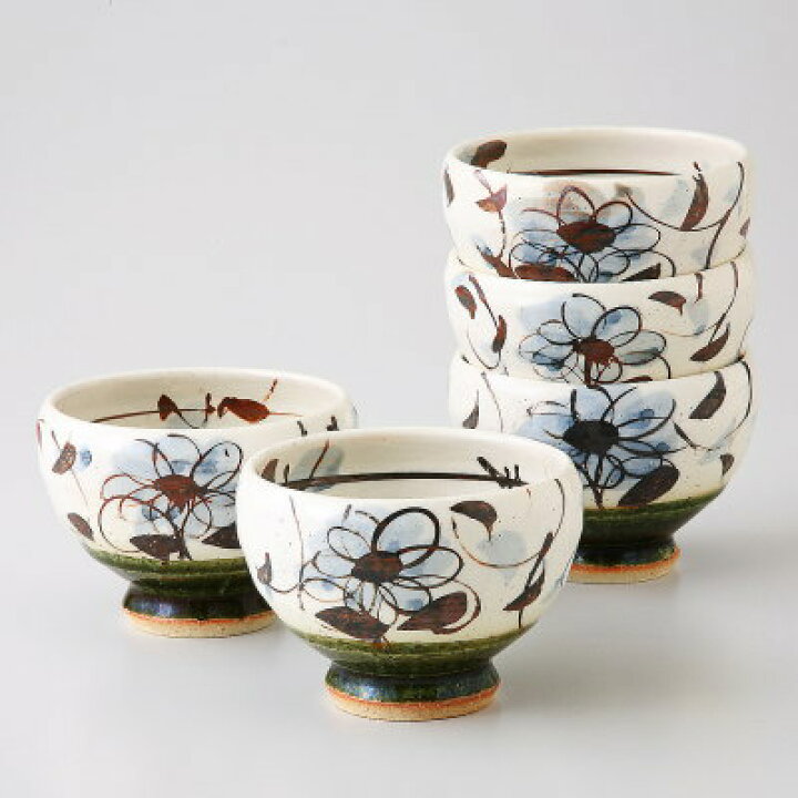 楽天市場】【 煎茶碗 セット 】 手造り織部唐草花煎茶碗揃 5客セット 