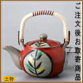 【 急須土瓶 日本製 】 赤木の葉土瓶 3号 （容量510cc） 網付き ■お取寄商品■【業務用/和食器/陶器/土瓶/どびん/陶器急須/ポット/きゅうす/急須/あみ付きで 洗いやすい/来客時/家庭用/高級感/和風/おしゃれ/すてき/飲食店/茶漉し付き 網かご付き/つる付き】