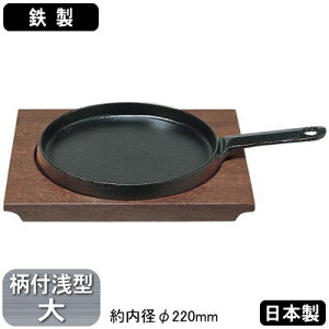 ステーキ皿 鉄板鉄製 ステーキ皿 324 柄付き 浅型 大 22cm日本製 業務用 家庭用 皿 鉄皿 焼餃子 ハンバーグ スパゲッティ 野菜炒め パスタ 焼きそば 焼うどん 付け合せ キッチン用品 キッチング