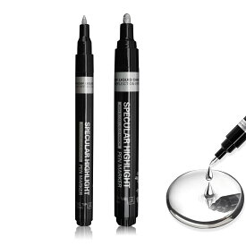 LKCCTK クロームメッキマーカーペン DIYハイライトペン 線幅0.7mm 3.0mm 防水 退色防止 耐摩耗 鏡面効果 強い光沢感 メタルマーカー 模型 補修用 塗り絵 ペイント用 2個セット