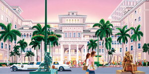 �C���X�g���[�^�[ �I�R�`�����`���n���C�C���X�g�L�����o�X ��30×����15×����1.8cm S�T�C�Y MOANA SURF �n���C�̌i�F ���]�[�g�C�� ��������I�t�B�X�ɂ��̂܂܏���� �L�����o�X�v�����g ����